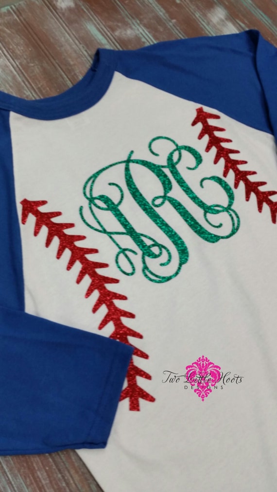 Glitter Monogrammed Baseball shirt by TwoLittleHootsDesign on Etsy