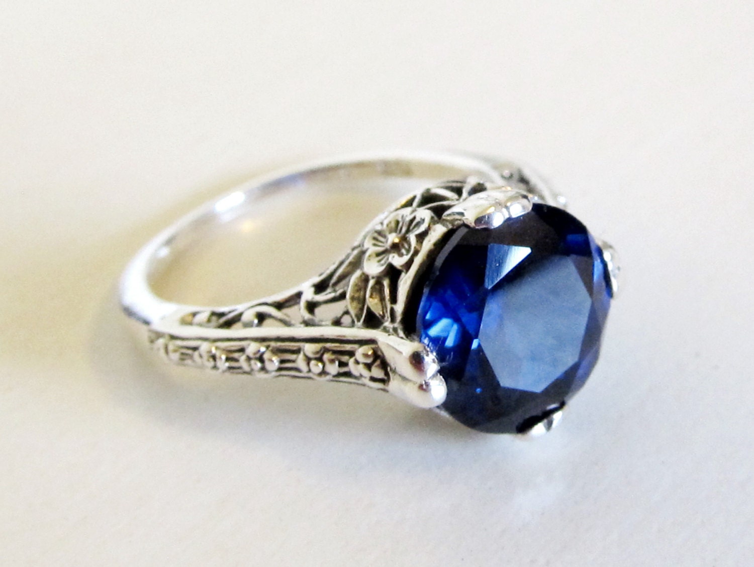 Silver shop rings games - Handmade Sterling Silver Cocktail Ring with Floral Motif