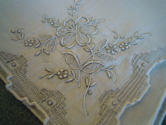 Linen Embroidered Handkerchief Appenzell Style by TallulahsVintage