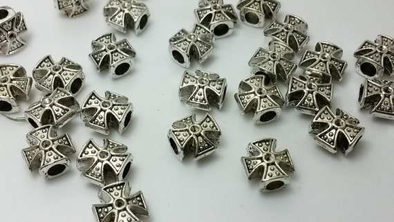 25 Cross Beads Antique Silver Cross Beads by findingsonline