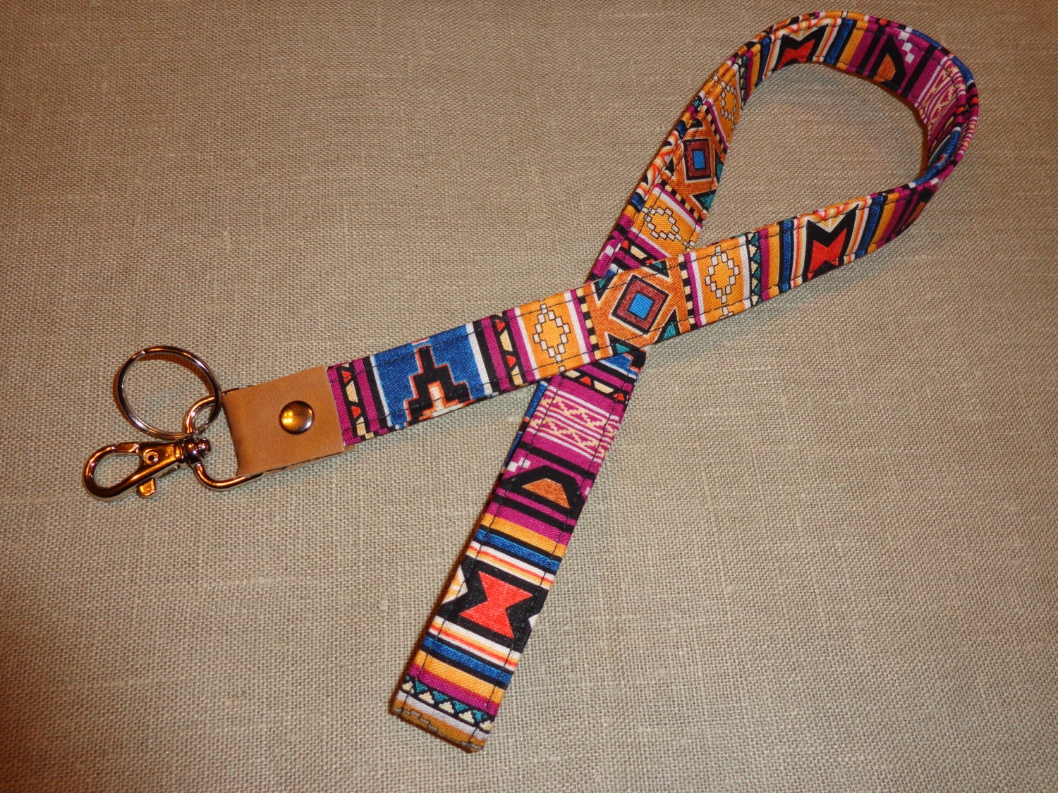 Unisex lanyard with optional break away clasp southwest Aztec