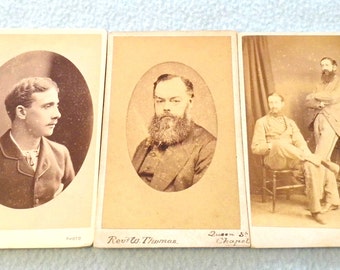 FREE POST - Selection of Three Antique CdV Carte De Visite Photo Cards, Gentlemen Theme, Great Collectibles, Calling Cards, Job Lot, Decor