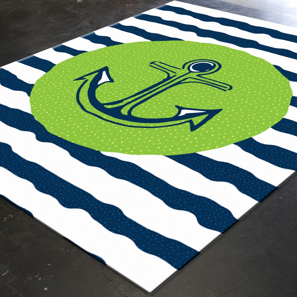 Nautical Rug Nautical Nursery Decor Nautical by HawkerPeddler