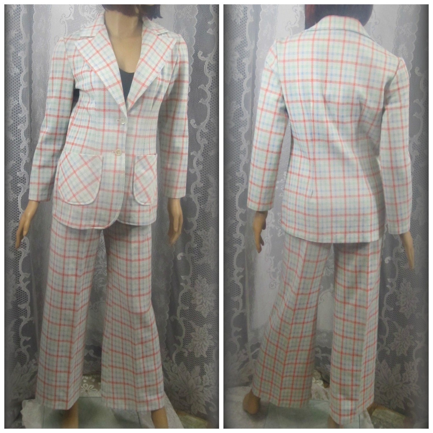 Vintage 70's suit Plaid suit Women's pants suit