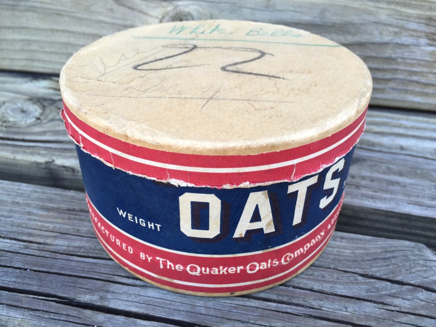 Vintage Old Quaker Oats Cut Down Container Country Store