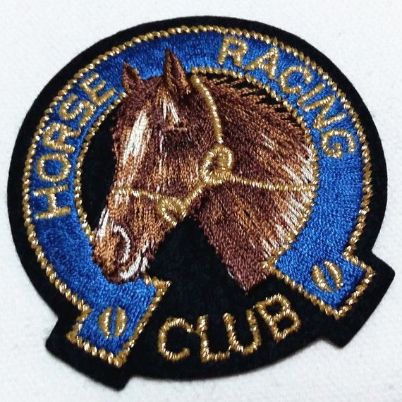 High Quality Horse Racing (7 x 7 cm) Full Embroidered Iron on Applique ...