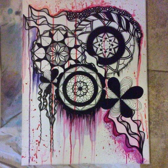 18x20 Original Zentangle Mandala Wall Art On Canvas