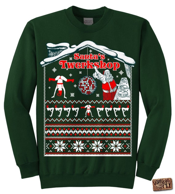 UGLY CHRISTMAS Sweater Santa's Twerkshop by Vintageflyclothingco