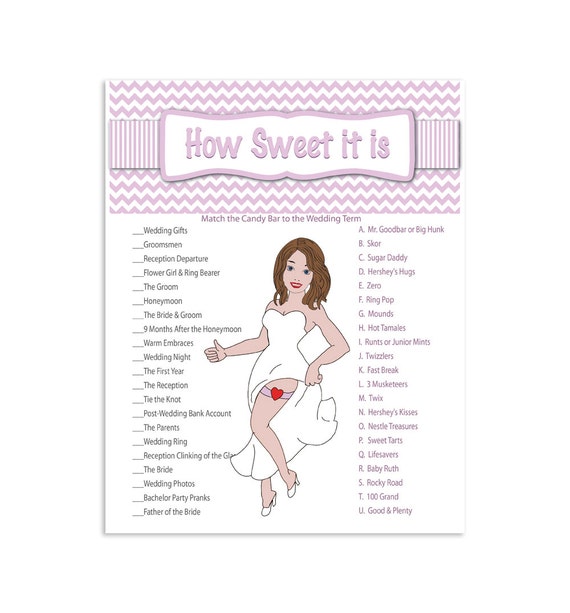Bridal Shower Game How Sweet It Is Printable by TheVintagePen