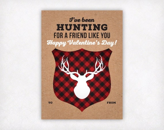 Printable Kids Valentine Card Hunting Valentines Day Cards