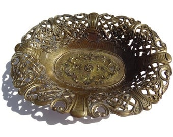 Vintage Brass Oval Bowl Made In Italy