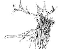 Popular items for elk drawing on Etsy