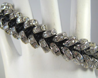 Bracelet Rhinestone Handmade Glass Prong Rondelle Woven Silky Cord