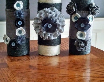 Wine Bottles Decorated to spell "JOY"