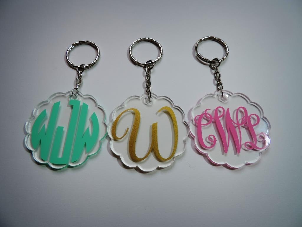 Monogram Keychain Custom key chain Monogrammed Acrylic Key