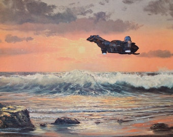 Firefly Serenity Parody, 'Earth That Was' - Enhanced Thrift Art- Limited Edition Print or Poster, Firefly Print Parody, Gift for Firefly Fan