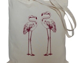 Tote bag/ drawstring bag/ cotton bag/ material shopping bag/ flamingos/ storage/ shoe bag/ birds/ market bag