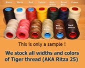 1.7mm Tiger Thread, (20 yard samples) the BEST for Hand Sewing Leather - Also known as Ritza!