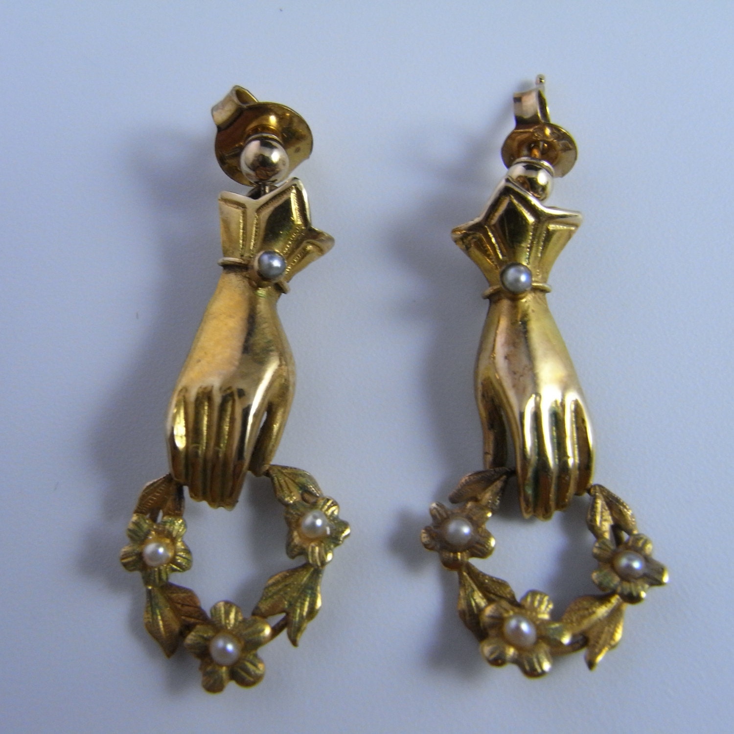 Earrings Antique Pearl Earrings 18K Gold by SalonUber