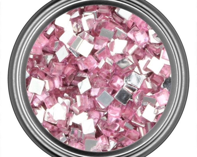 Light Pink Square Rhinestone Gems Flat Back Face Art Nail Art Scrapbook Phone Decoration 2mm