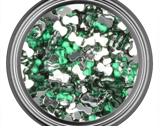 Green Bow Rhinestone Gems Flat Back Face Art Nail Art Scrapbook Phone Decoration 3mm