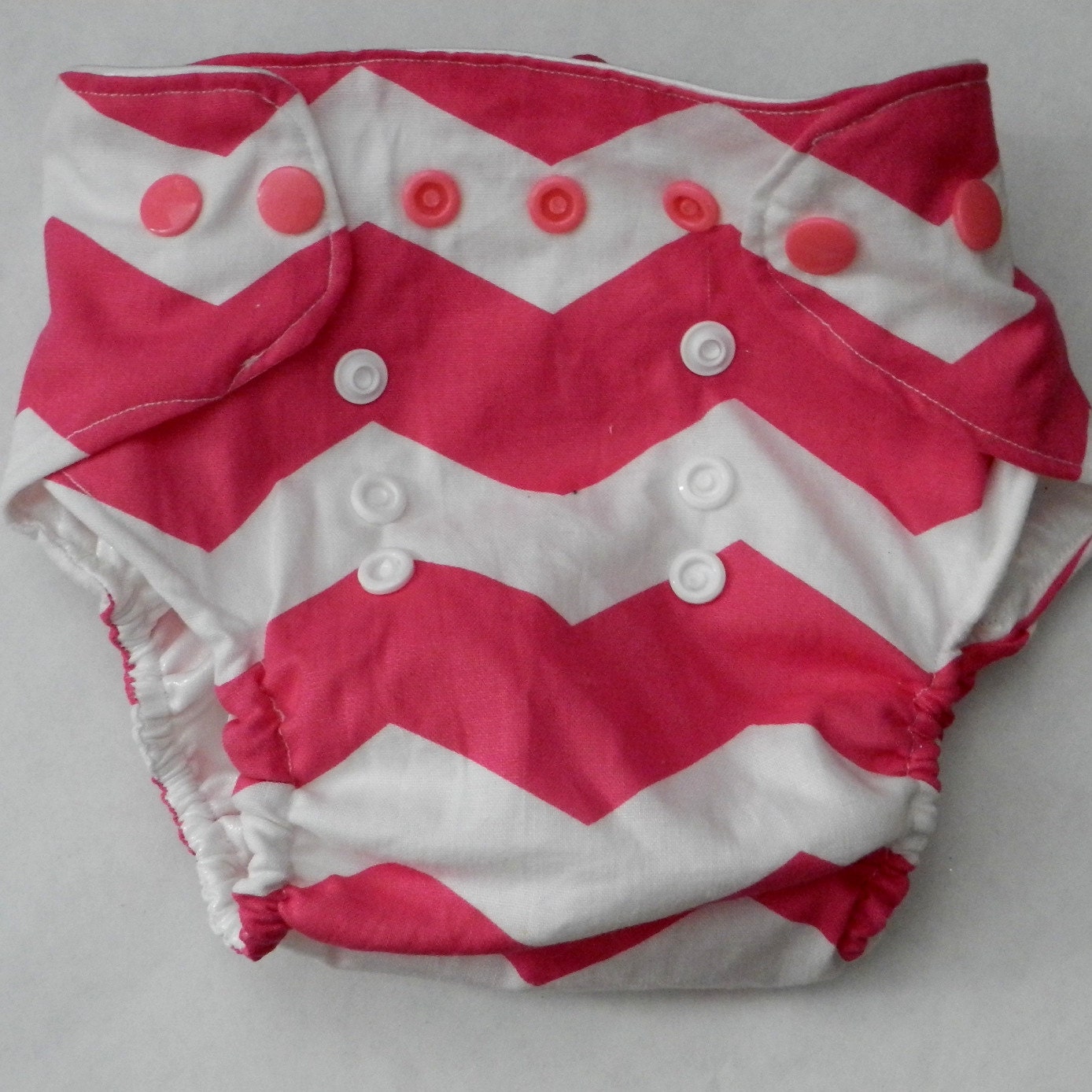 Hot Pink Chevron Printed Cloth Diaper One Size By Mommyssewclever