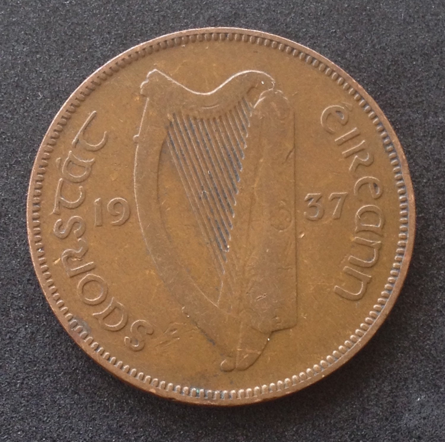Old Coin 1937 Ireland Half Penny Copper Coin Irish by AntiqueCoins