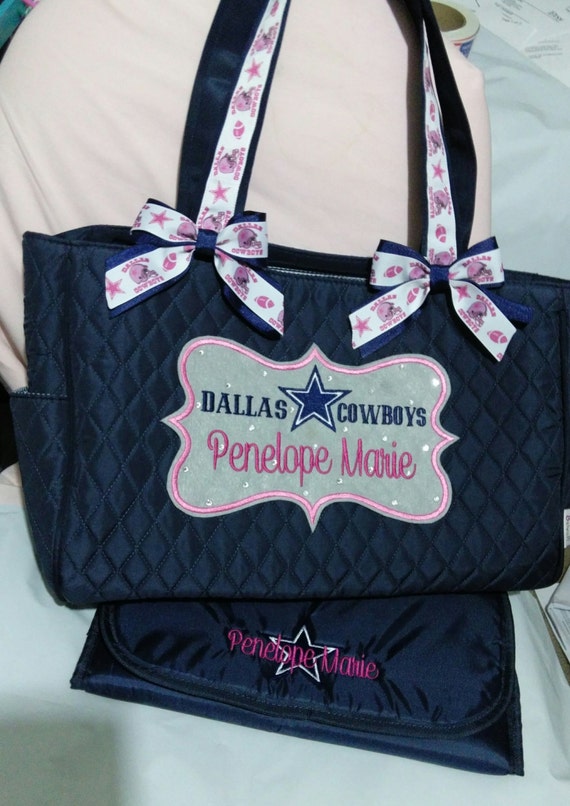 Items similar to DALLAS COWBOYS Pink blinged Personalized Diaper or Tote Bags on Etsy