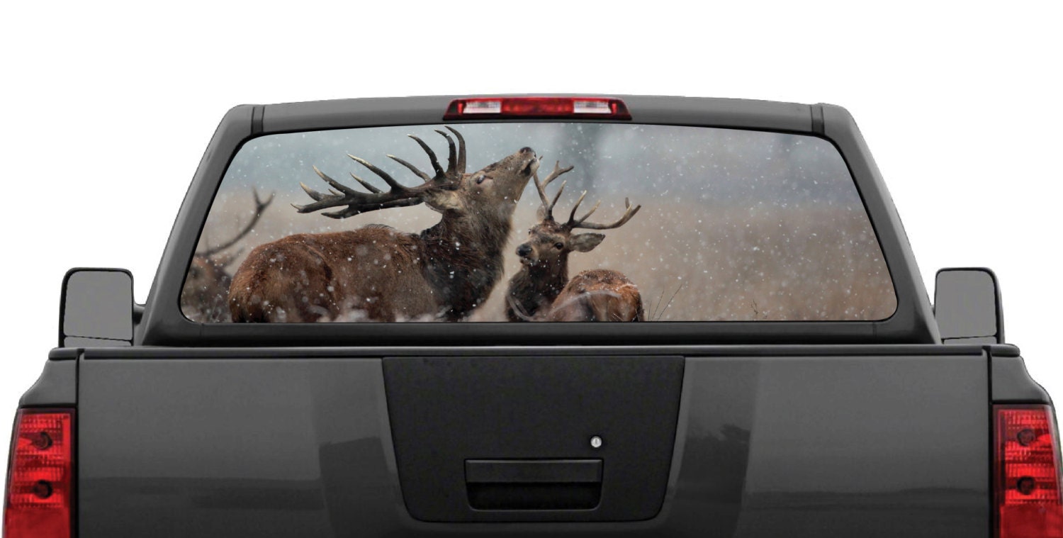 Elk Buck Deer Snow Rear Window Graphic Decal for Truck SUV