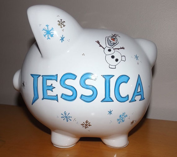 Personalized Frozen Theme Piggy Bank Large by PersonalizedbyDina