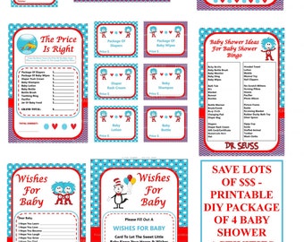 Dr Seuss Baby Game, Printable Seuss Games, Dr Seuss Baby Shower Game, Cat In The Hat Baby Game, Dr Seuss Shower - By Printables 4 Less