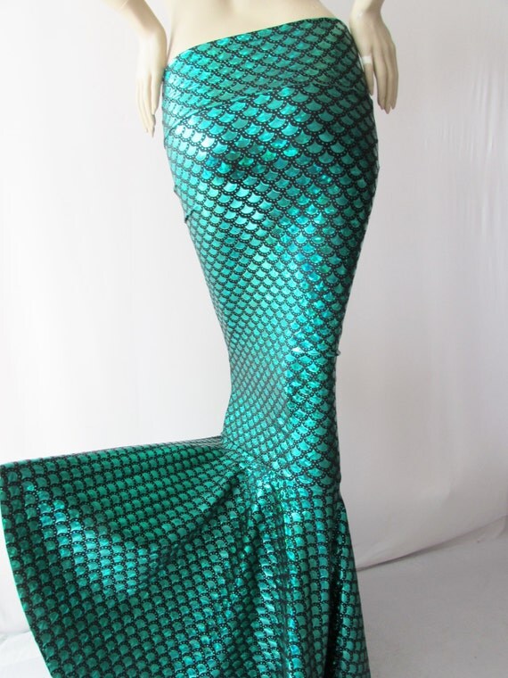 Green Black Mermaid scale skirt Fish Scale by ZanzaDesignsClothing