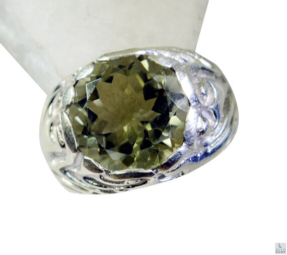 Green Amethyst Silver Jewelry Jaipur Aqiq Ring Sz 7.5 Srgam7.5-28043