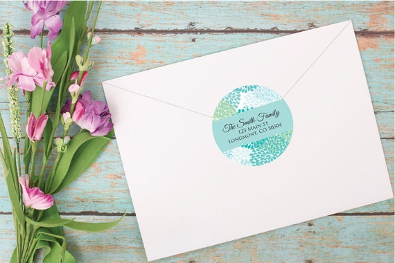 mum minty blue address labels floral address sticker personalized