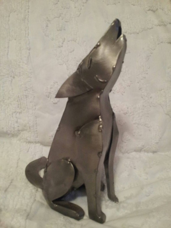 Sculpture howling coyote figure yard art by ariannsattic on Etsy