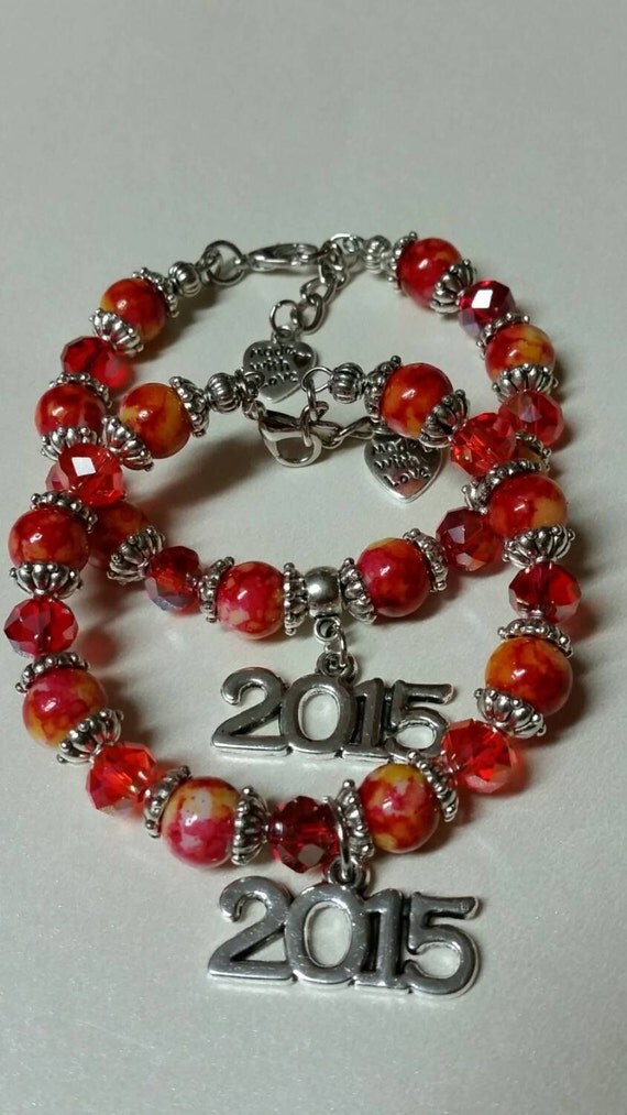 Items similar to Red Orange and Yellow 2015 Bracelet on Etsy