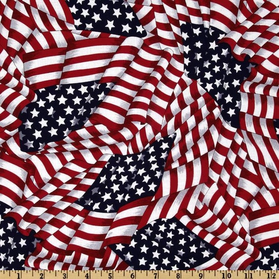 Patriotic Fabric American flags/ Per yard/ 4th by FabricGiantUSA