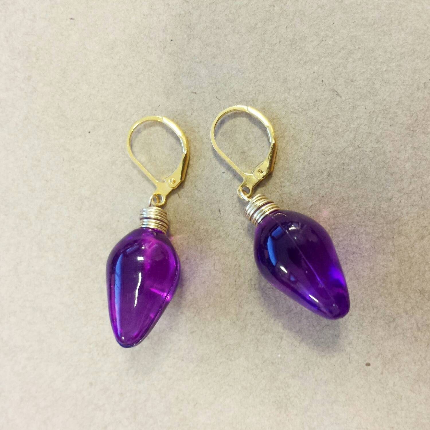 Christmas Light Earrings Purple by elledesignsboutique on Etsy