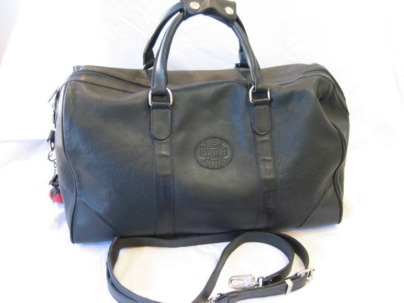 Vintage Roots Black Leather XLarge Duffel Bag Made in Canada