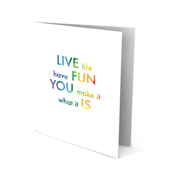 Handmade Greeting Card - Colorful Words - Live Life
