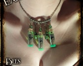 Steampunk Absinthe Necklace & Earring set - UV Glow In The Dark - Blacklight