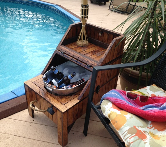 Wood Beer Cooler/End Table - Reclaimed Barn Wood, Washtub Cooler - Outdoor Living, Outdoor Furniture, Home & Living -MADE TO ORDER