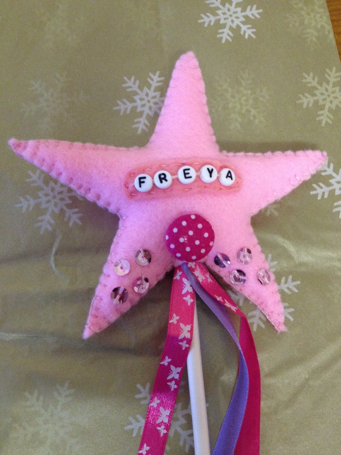 Handmade personalised felt wand by SewSoBusy on Etsy