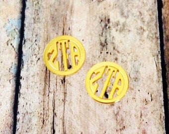 Zeta Tau Alpha Monogram Style Stud Earrings | Zeta Tau Alpha Earrings | ZTA Earrings | Sorority Earrings | Monogram Earrings | Zeta Earrings
