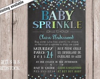 Sprinkle Shower Invitation, Baby Boy Sprinkle Shower, Sprinkle invitation, Baby Boy Shower, Chalkboard baby shower, DIY printable,