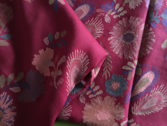 Maroon Merino Lambs wool stole shawl wrap hand woven with floral motif design in an all over kani work (paper mache work)