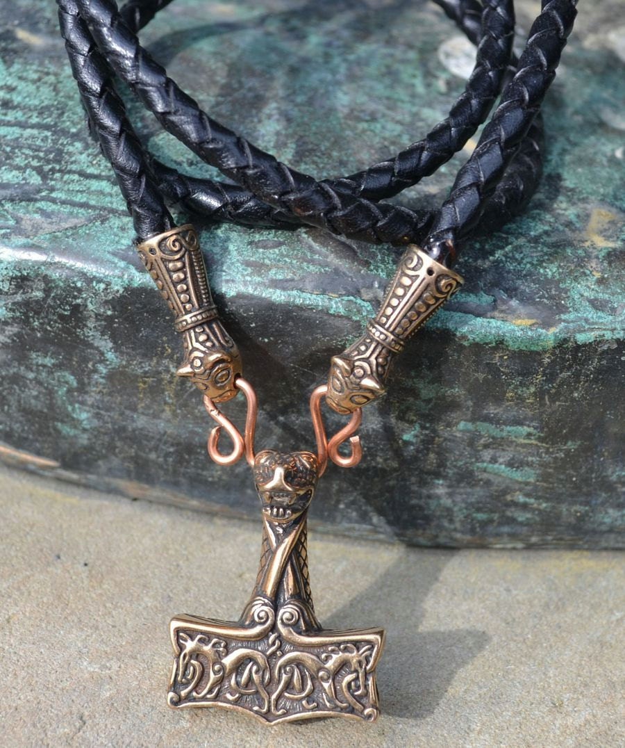 Bronze Thor's Hammer Necklace Viking Pendant Oseberg
