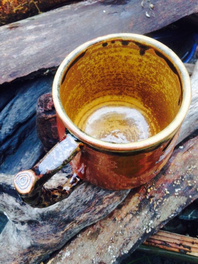 Ceramic Mushroom Mug with Branch Handle and by CBeCeramics on Etsy