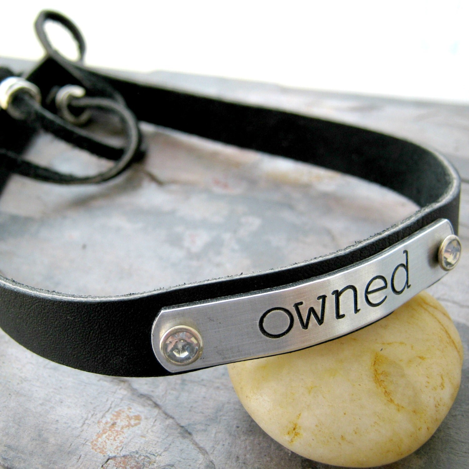 Personalized Slave Day Collar Owned collar black leather