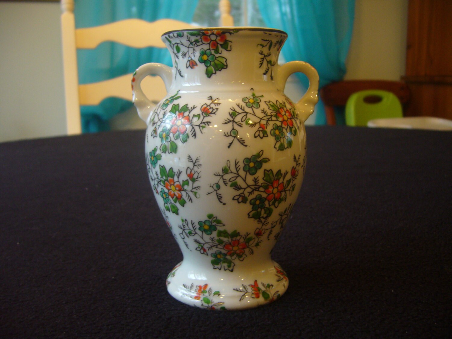 Vintage Hand Painted TRICO Nagoya Japan Vase with Flowers